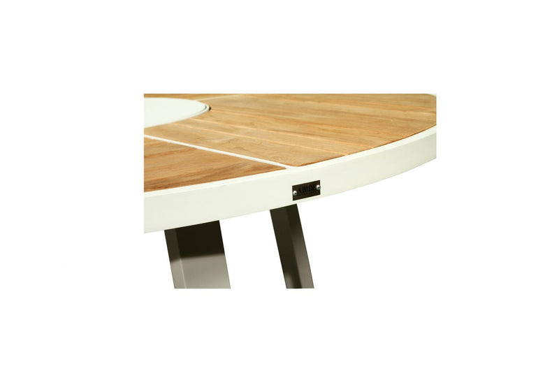 Weston Outpost Round Dining Table – 1.6m – Whitley Pearl Powder Coated Legs