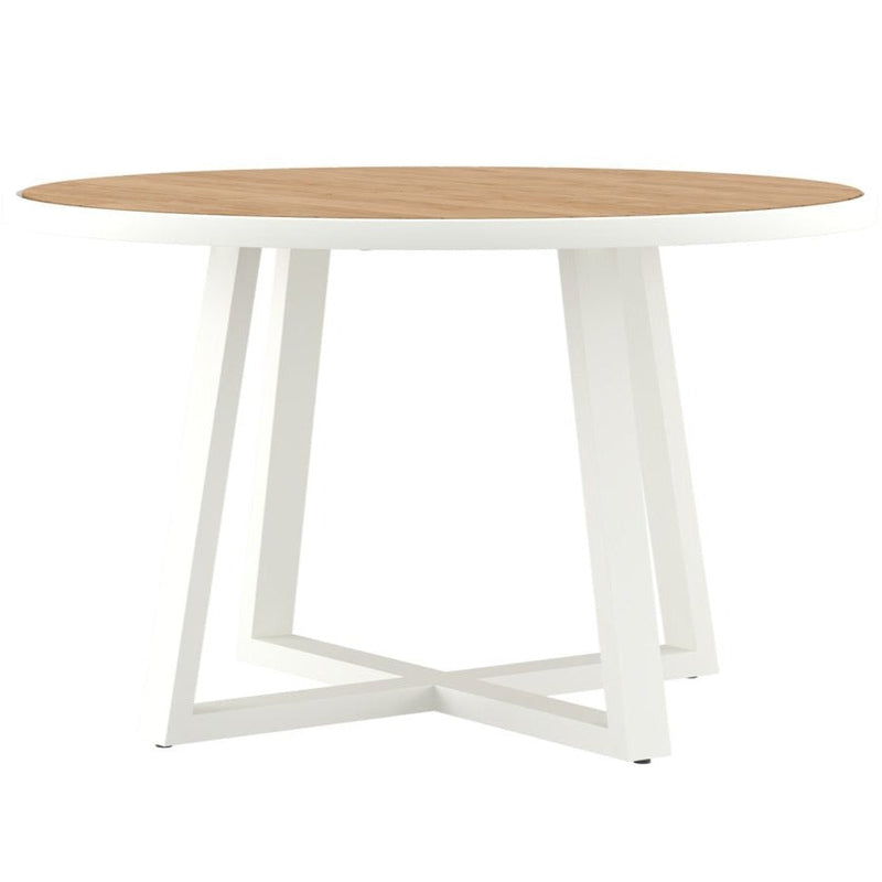 Weston Outpost Round Dining Table – 1.25m – Whitley Pearl Powder Coated Legs