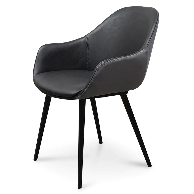 Calibre CDC2750-SE - PU Leather Dining Chair - Antique Black - Charcoal Velvet (Set of 2)