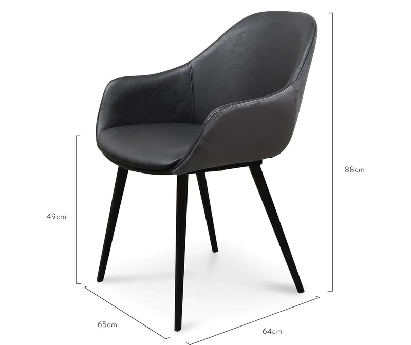 Calibre CDC2750-SE - PU Leather Dining Chair - Antique Black - Charcoal Velvet (Set of 2)
