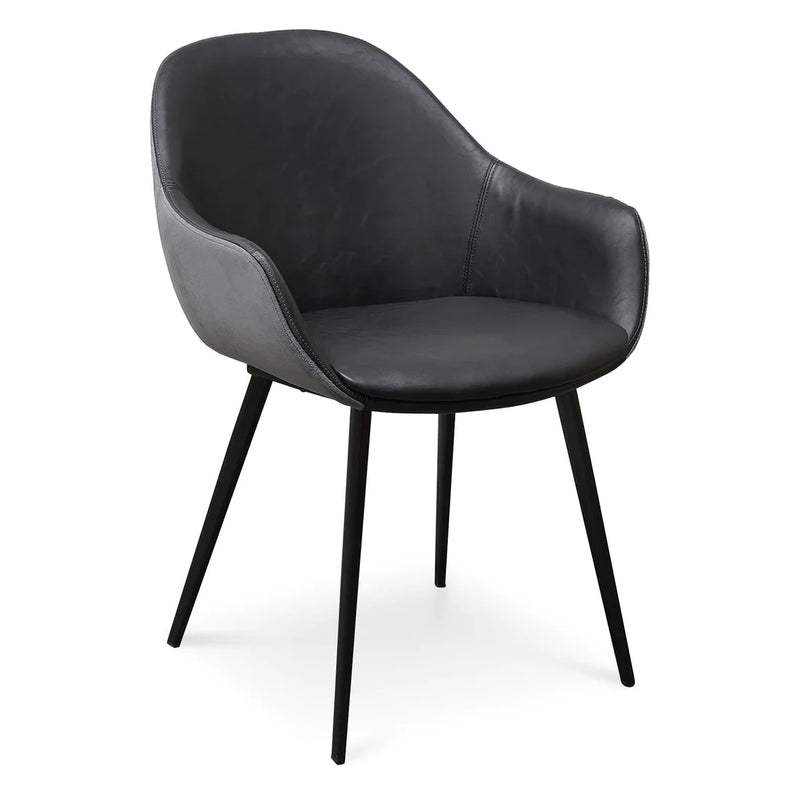 Calibre CDC2750-SE - PU Leather Dining Chair - Antique Black - Charcoal Velvet (Set of 2)