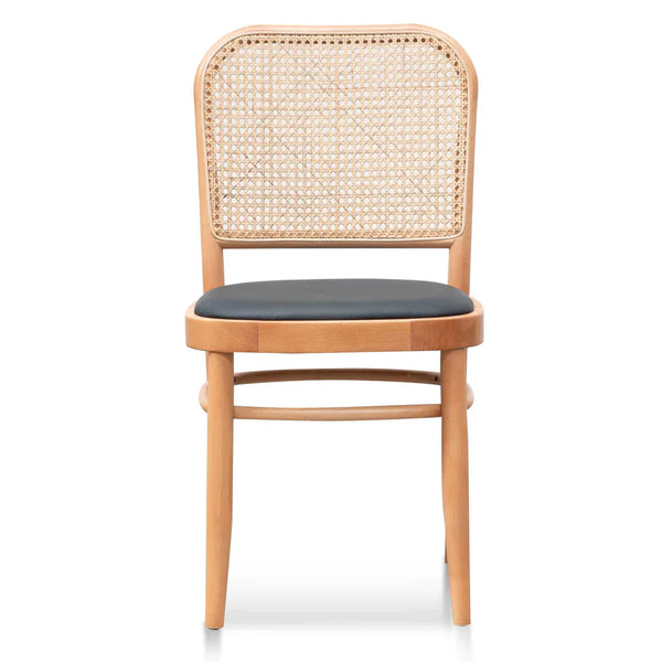 Calibre CDC6383-SD Black Cushion Dining Chair - Natural Rattan and Frame