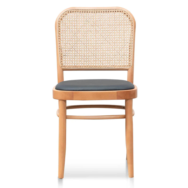Calibre CDC6383-SD Black Cushion Dining Chair - Natural Rattan and Frame