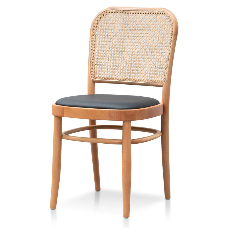 Calibre CDC6383-SD Black Cushion Dining Chair - Natural Rattan and Frame