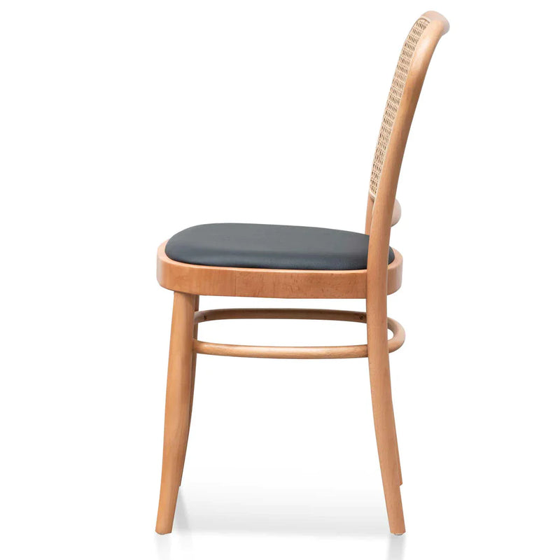 Calibre CDC6383-SD Black Cushion Dining Chair - Natural Rattan and Frame