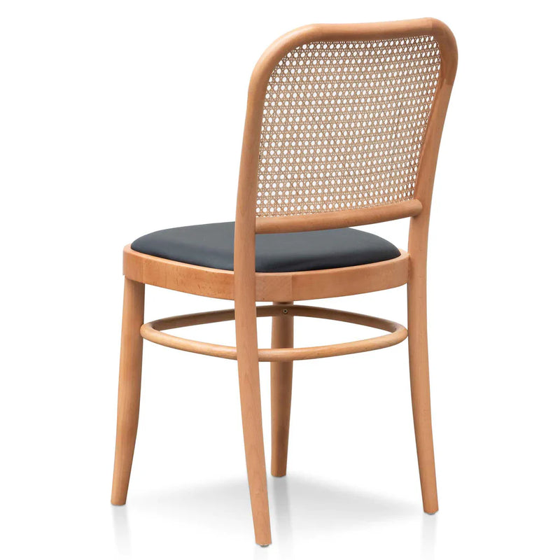 Calibre CDC6383-SD Black Cushion Dining Chair - Natural Rattan and Frame