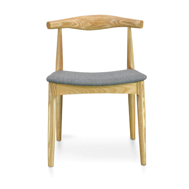 Calibre CDC182 Elbow Dining Chair - Natural with Light Grey Fabric Seat