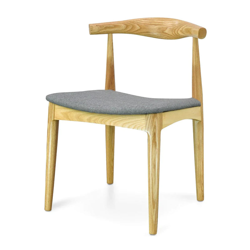 Calibre CDC182 Elbow Dining Chair - Natural with Light Grey Fabric Seat