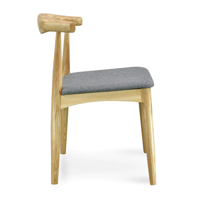 Calibre CDC182 Elbow Dining Chair - Natural with Light Grey Fabric Seat