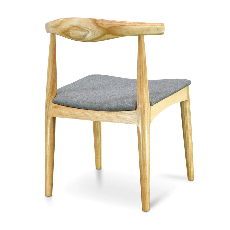 Calibre CDC182 Elbow Dining Chair - Natural with Light Grey Fabric Seat