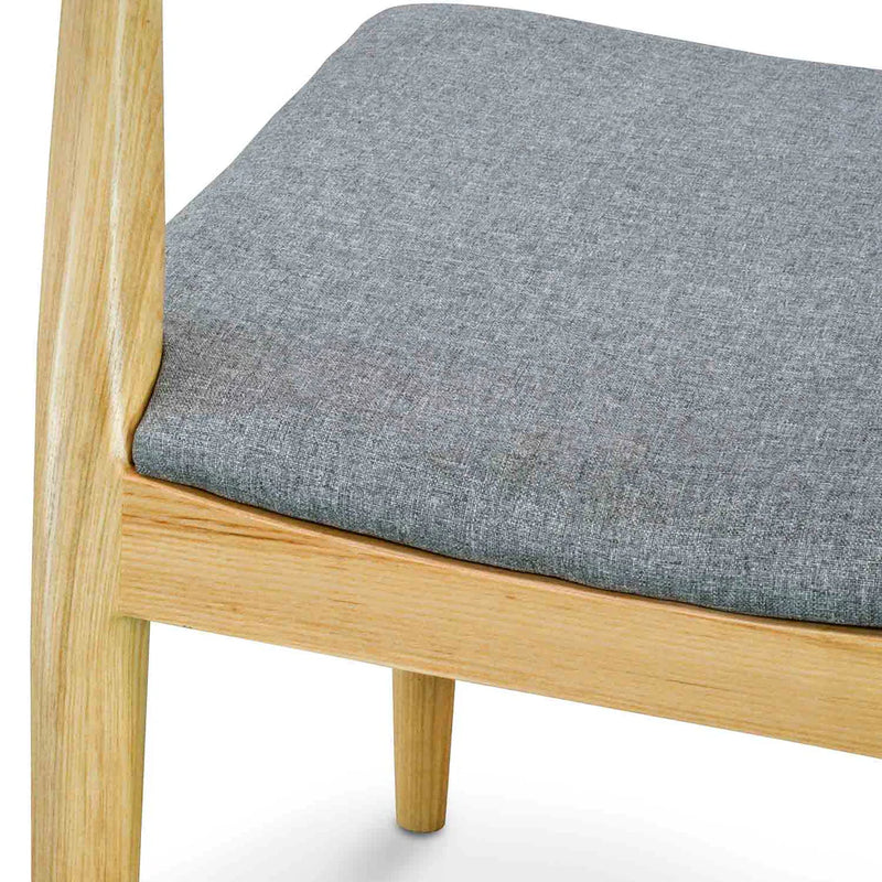 Calibre CDC182 Elbow Dining Chair - Natural with Light Grey Fabric Seat