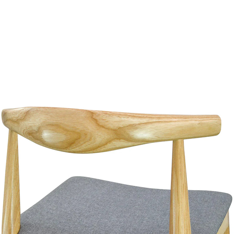 Calibre CDC182 Elbow Dining Chair - Natural with Light Grey Fabric Seat