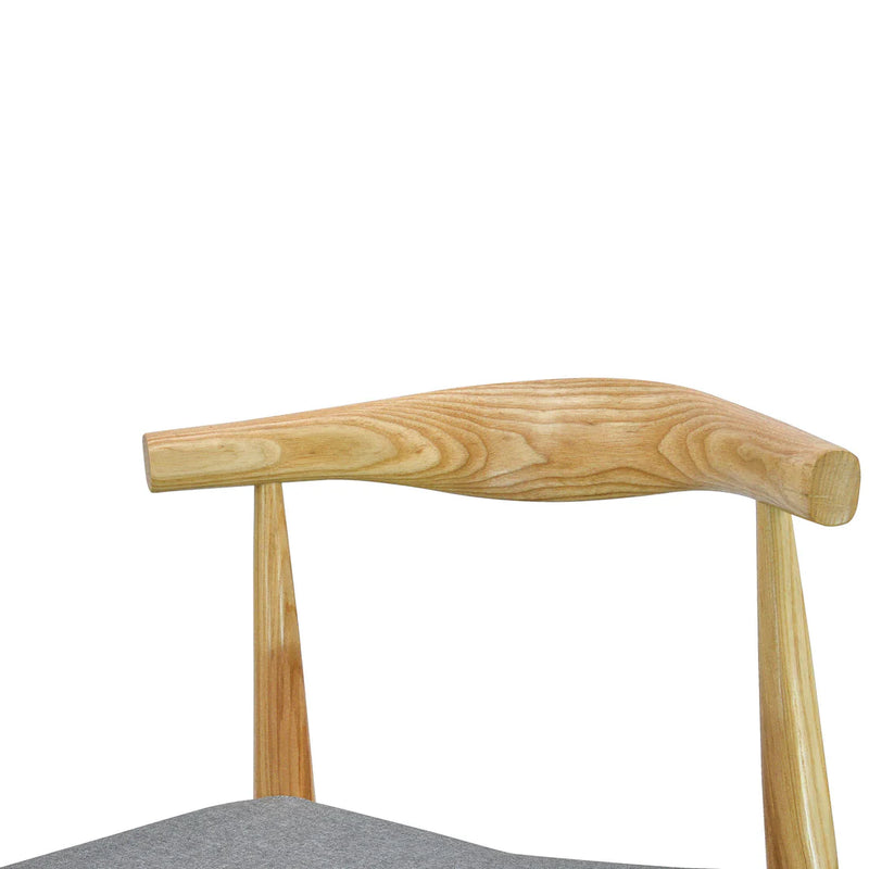 Calibre CDC182 Elbow Dining Chair - Natural with Light Grey Fabric Seat