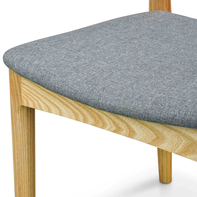 Calibre CDC182 Elbow Dining Chair - Natural with Light Grey Fabric Seat