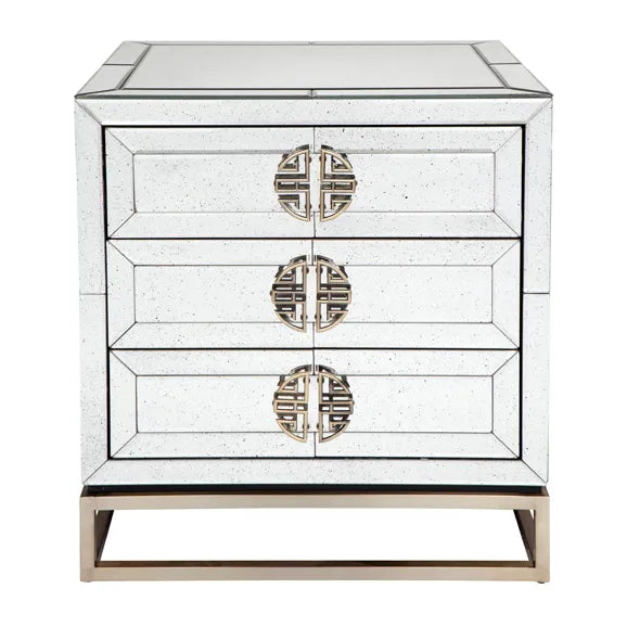 Rochester material:Mirrored Bedside Table