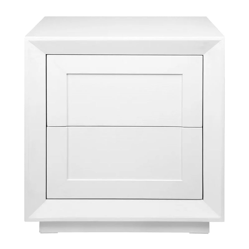 Balmain Oak Tall Bedside Table - White