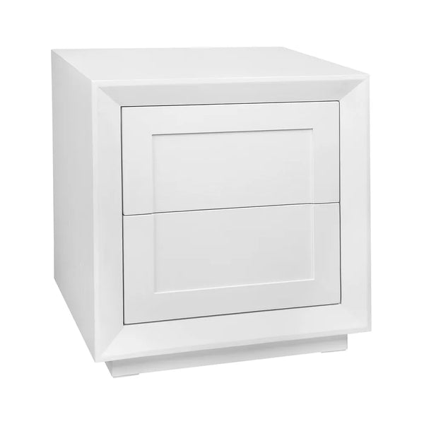 Balmain Oak Tall Bedside Table - White