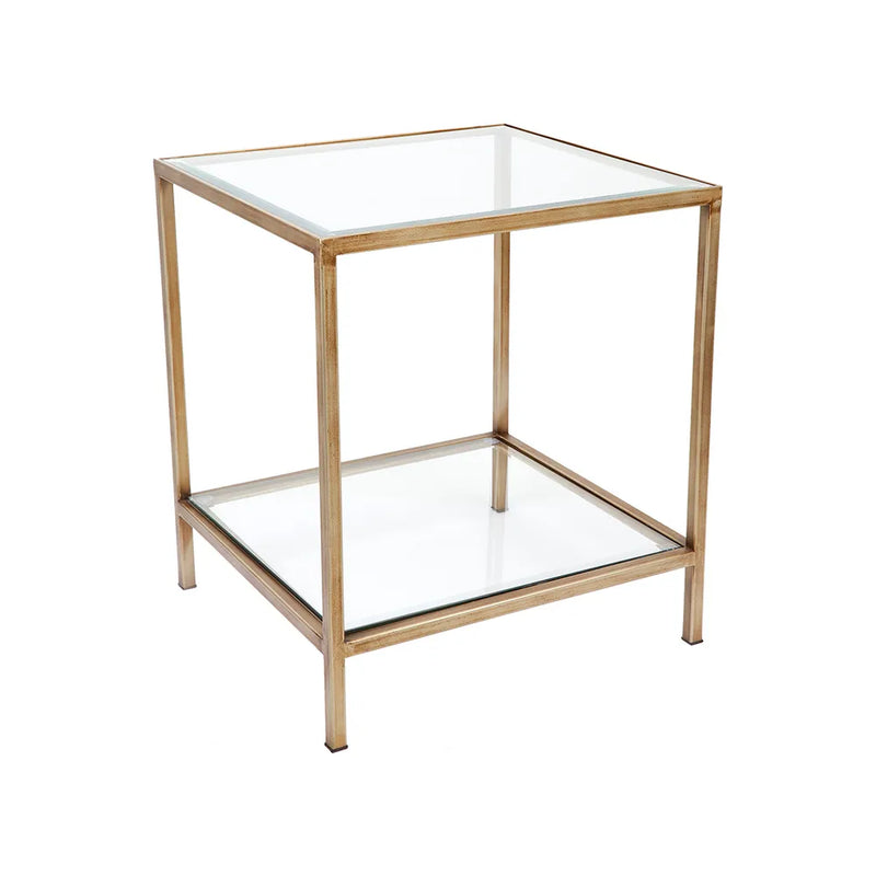 Cocktail Glass Square Side Table - Antique Gold