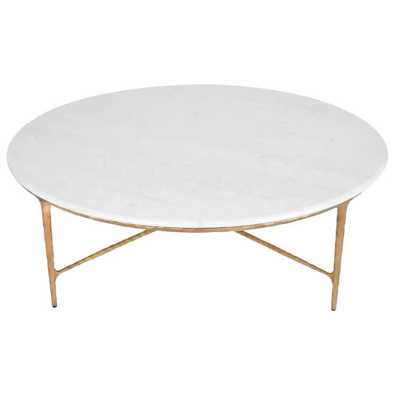 Heston Round Marble Coffee Table - Brass