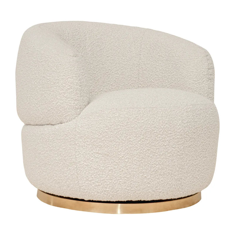 Tubby Swivel Arm Chair - Ivory Boucle