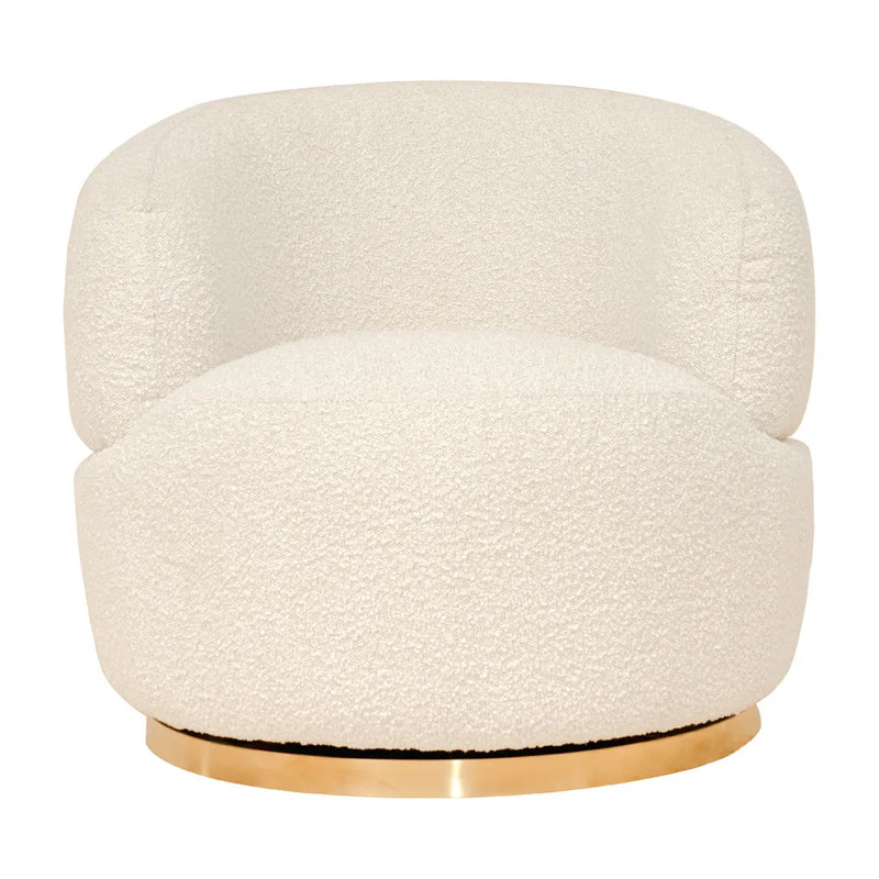 Tubby Swivel Arm Chair - Ivory Boucle