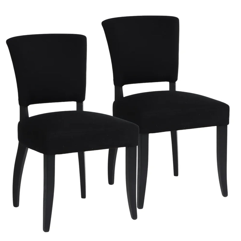 Noah Dining Chair Set of 2 - Black Cotton
