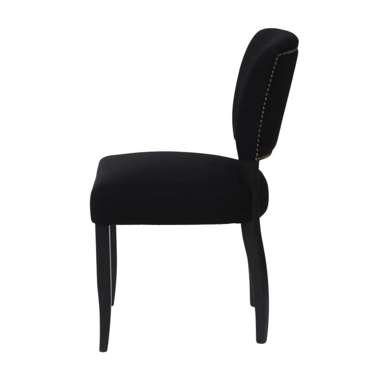 Noah Dining Chair Set of 2 - Black Cotton