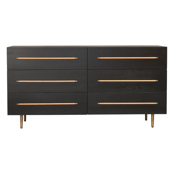 Retreat Oak 6 Drawer Chest - Black