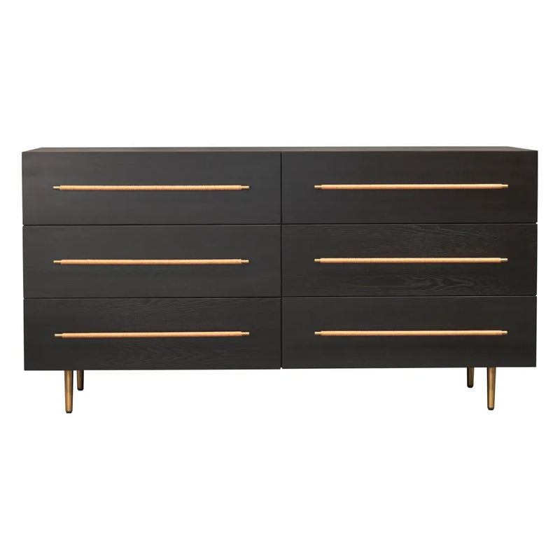 Retreat Oak 6 Drawer Chest - Black