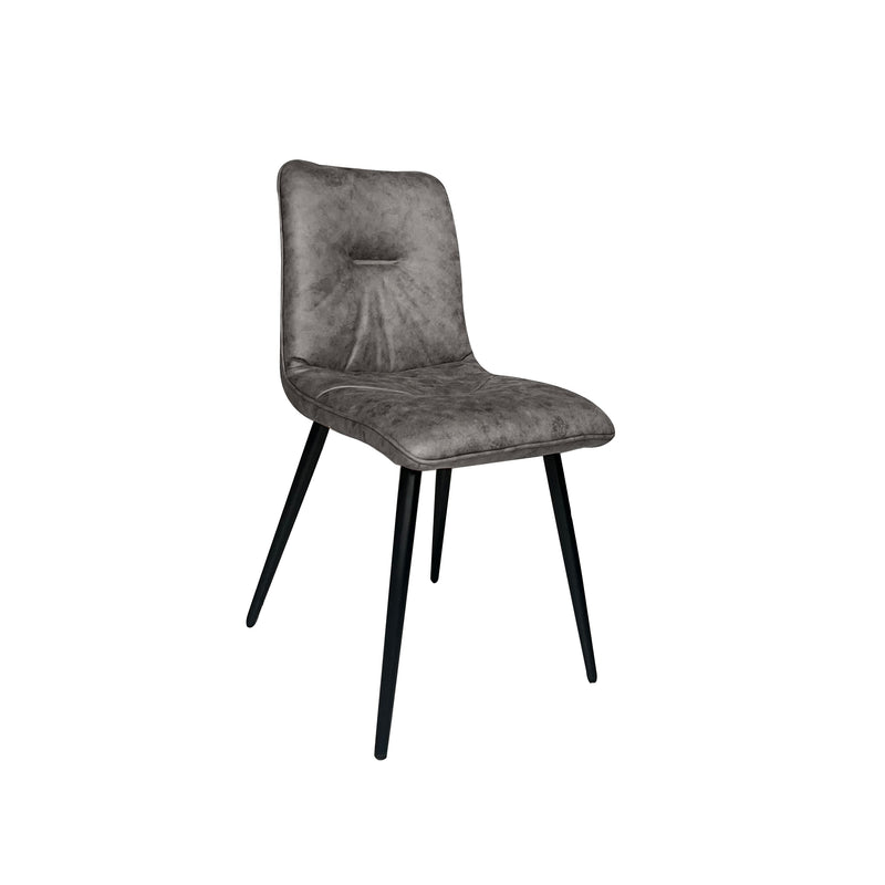 Midash Dining Chair in Tan Vintage Fabric with Powdercoated Black Legs