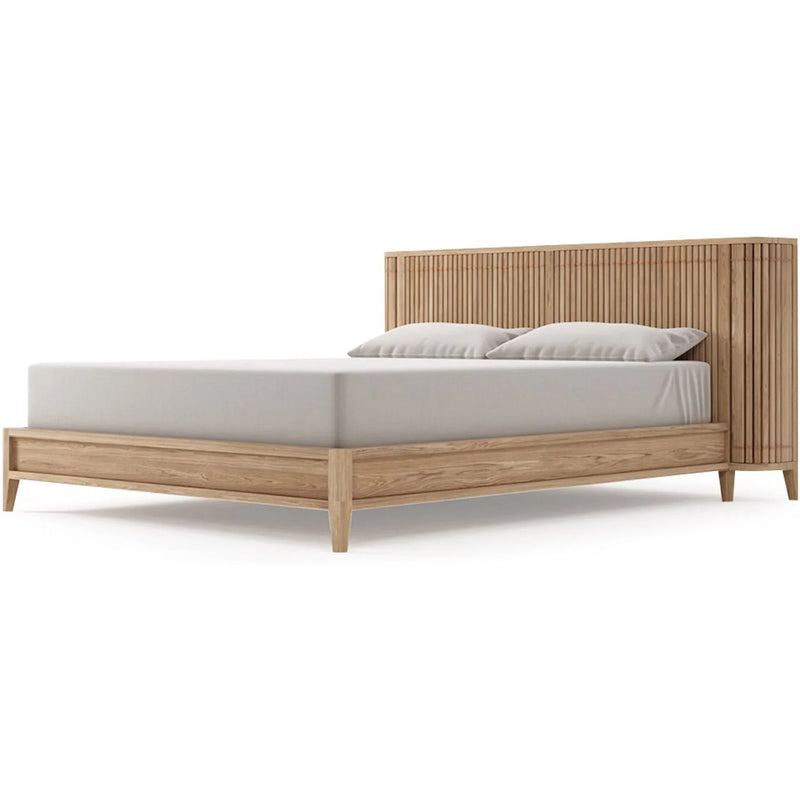 Koppar King Bed Frame With Mini Storage - White Oak