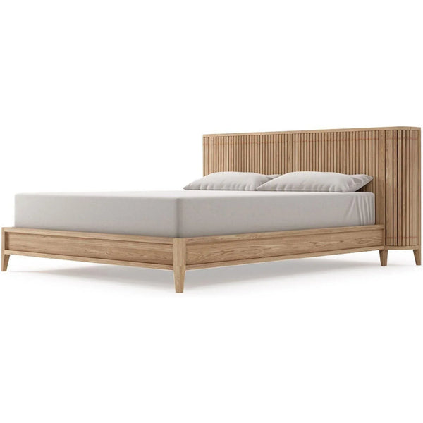 Koppar Queen Bed Frame With Mini Storage - White Oak