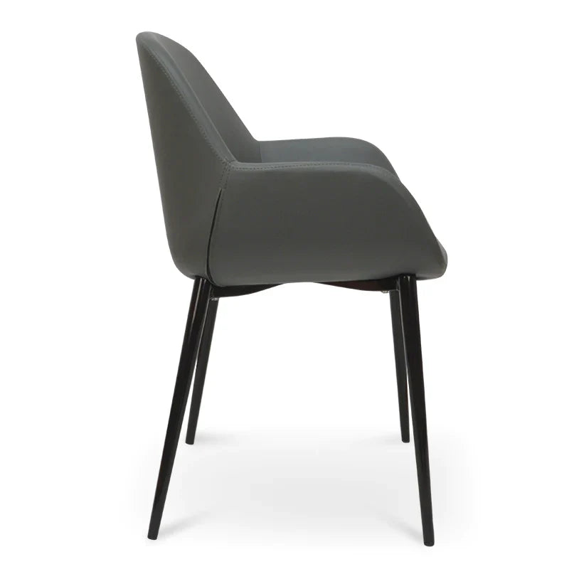 Calibre CDC962-SD Dining Chair in Charcoal Grey With Black Legs