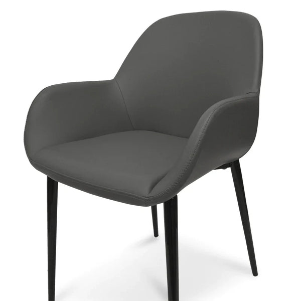 Calibre CDC962-SD Dining Chair in Charcoal Grey With Black Legs