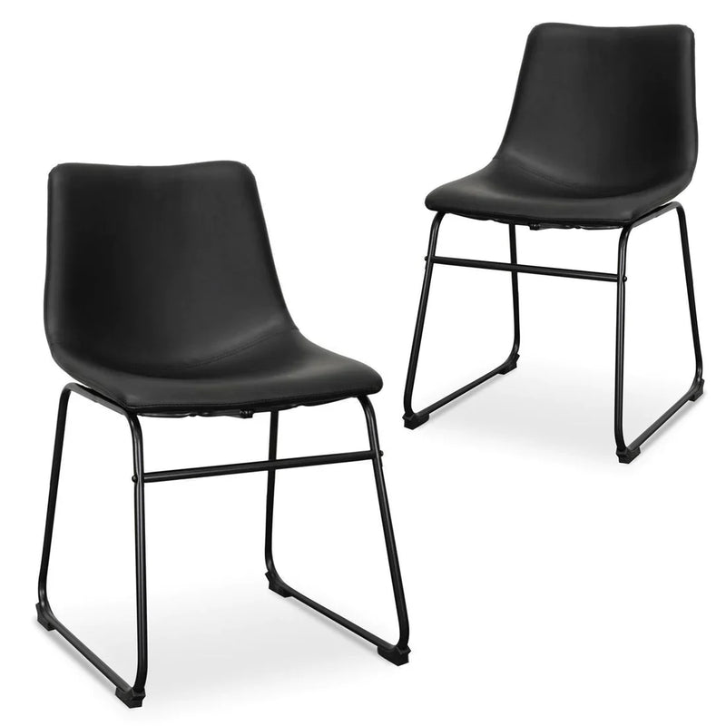 Calibre CDC2084-SE Industrial Dining Chair - Black PU (Set of 2)