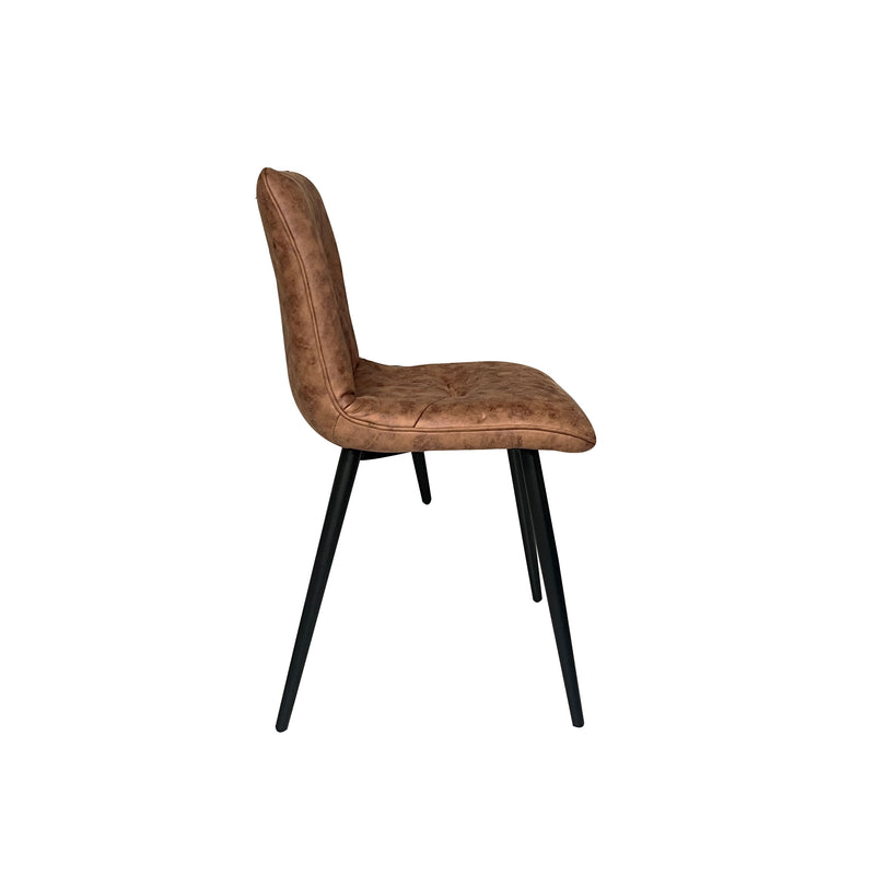 Midash Dining Chair in Tan Vintage Fabric with Powdercoated Black Legs