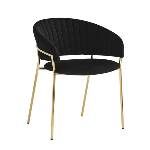 Lex Dining Chair in Velvet Black and Brass Gold Legs