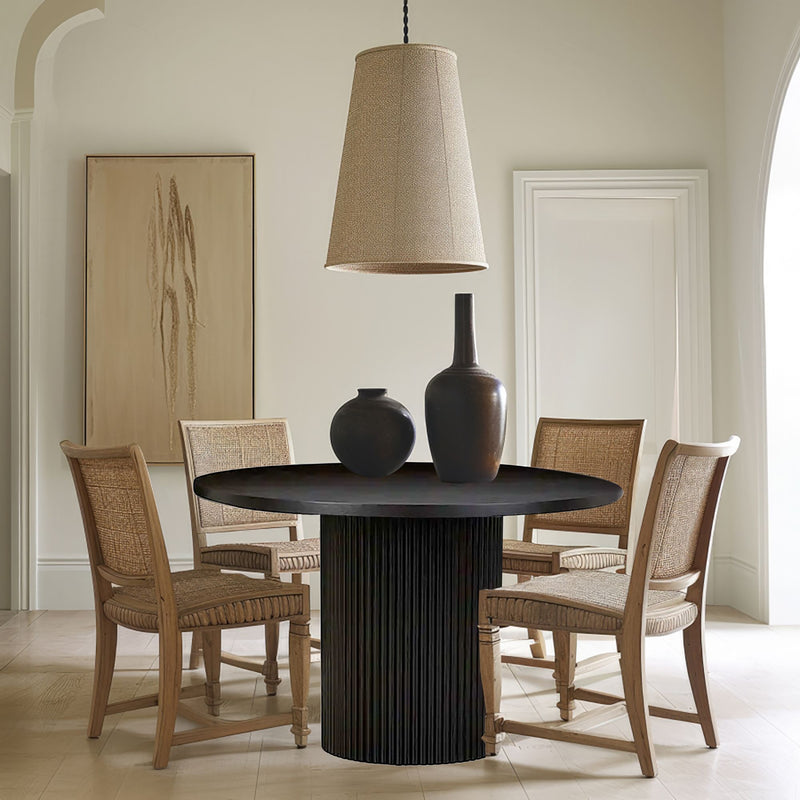 Sonata 1.2 Round Dining Table in MDF Veneer Timber in Black